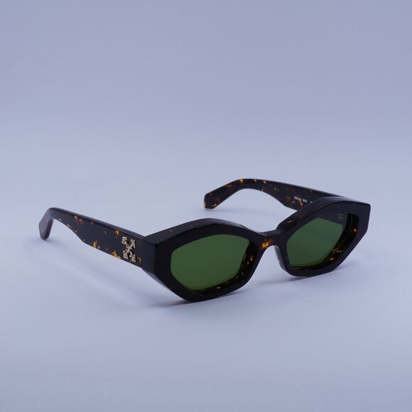 Off-White OERI144 HILO 6055 Sunglasses Havana Cat Eye Frame, Green Lenses - Picture 1 of 11